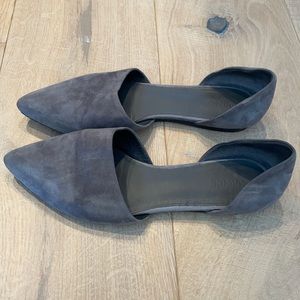 VINCE grey suede pointy d’orsay flats
